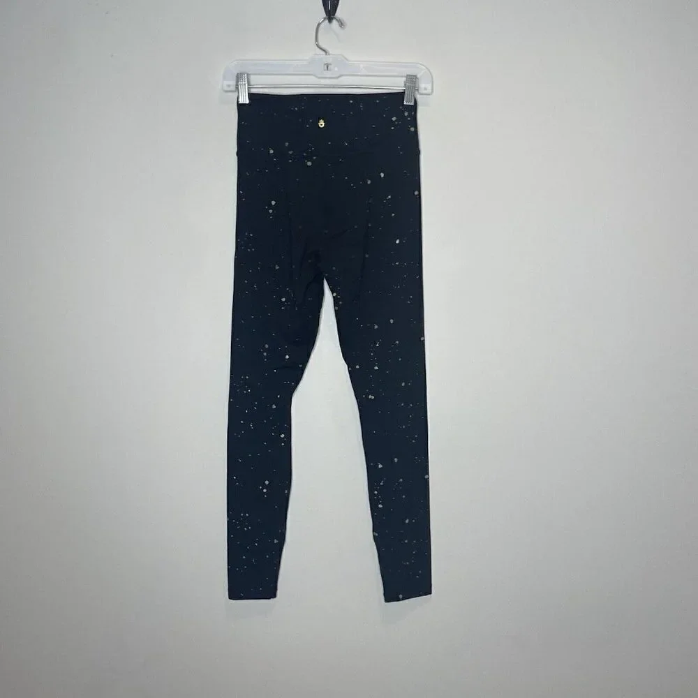 Spiritual Gangster Foil Print Black Gold Paint Splatter Essential Leggings Small - Picture 4 of 9